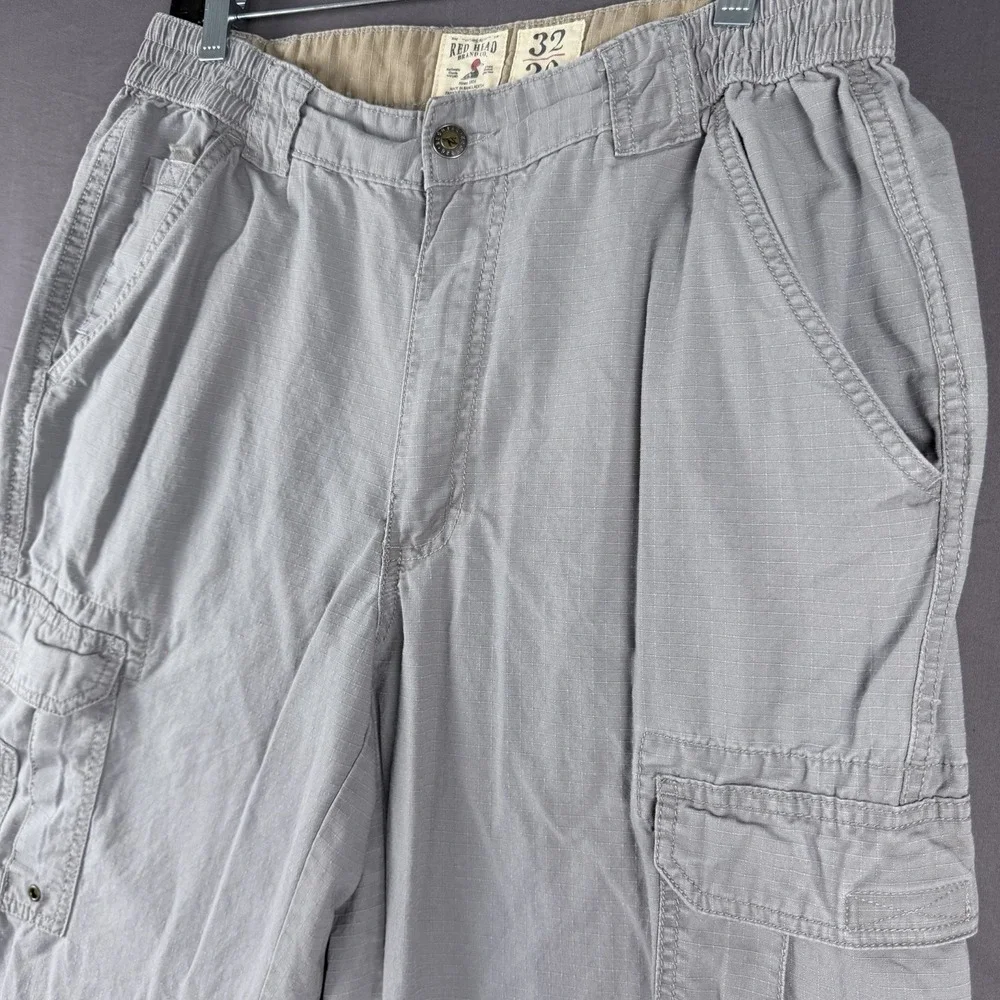 RedHead Brand Co. Men's Gray Ripstop Cotton Cargo Pants 32